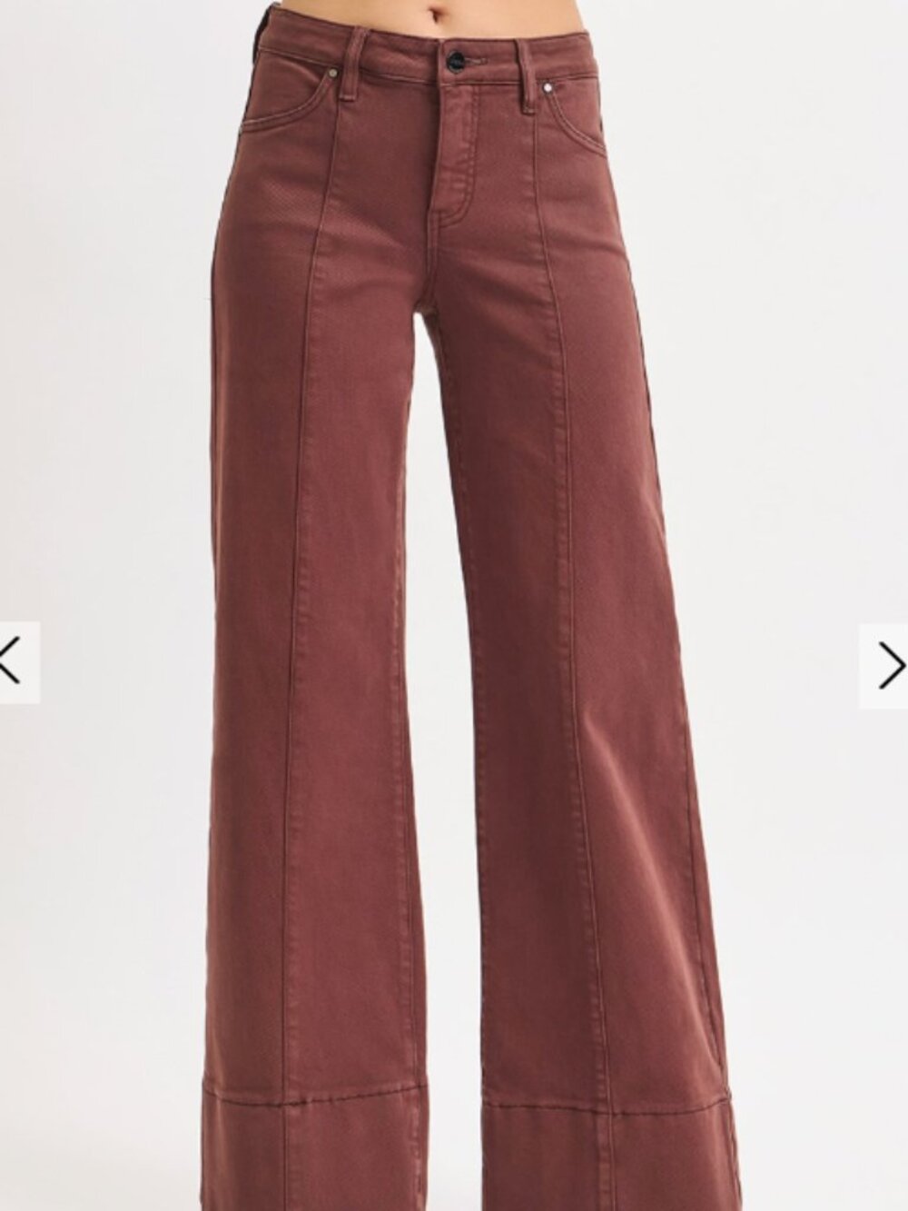 Risen Jeans- Tummy control mid rise wide leg with wide hem chocobrown (7)